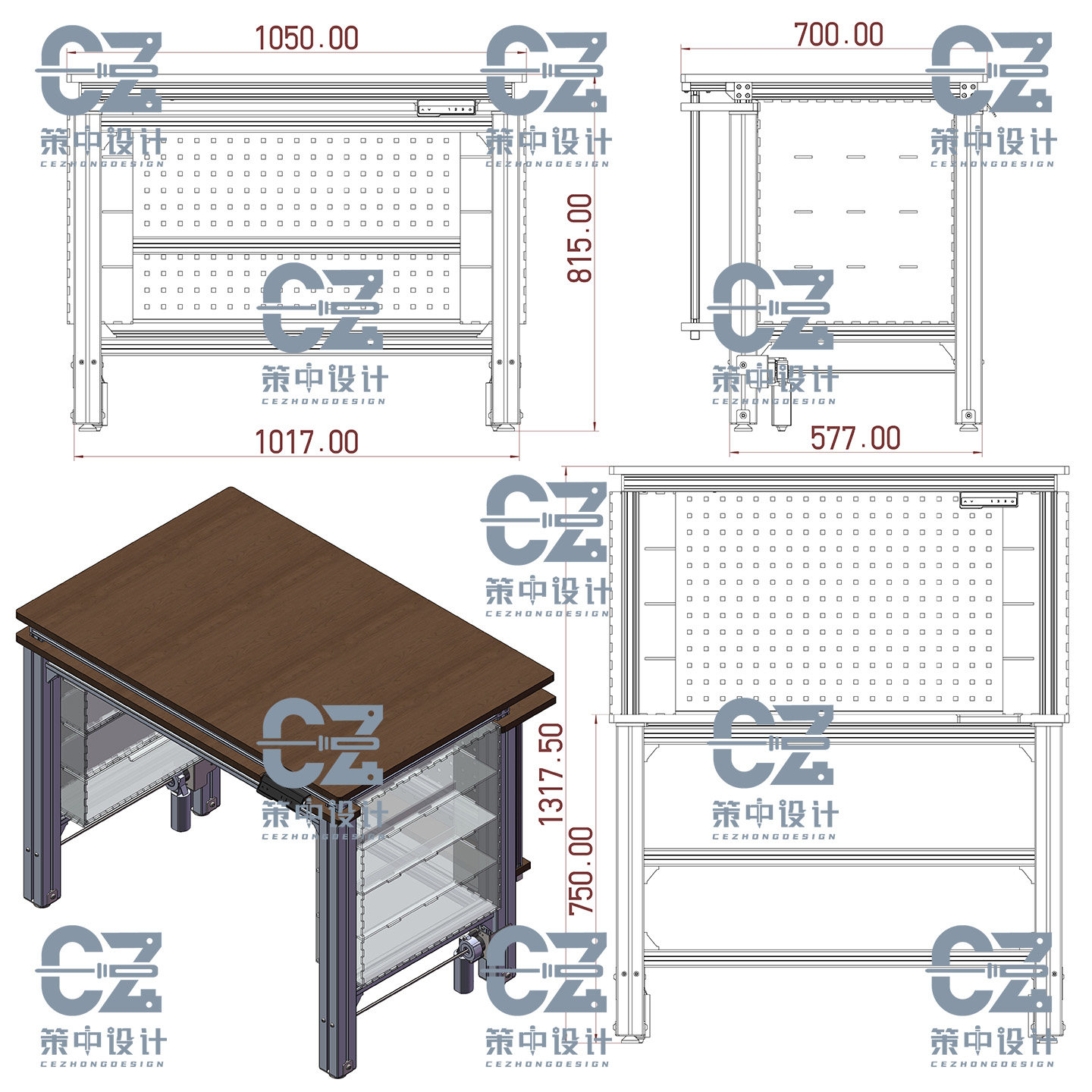 FC25101802_DIY铝型材双层升降桌现代工业风家居产品设计定制服务图片