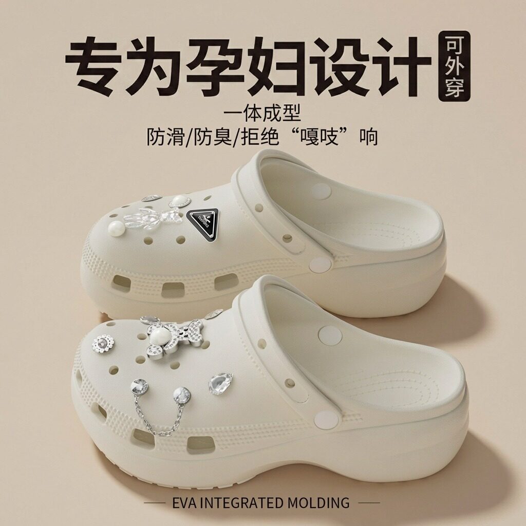 钻石熊孕妇洞洞鞋女夏季2026新款图片