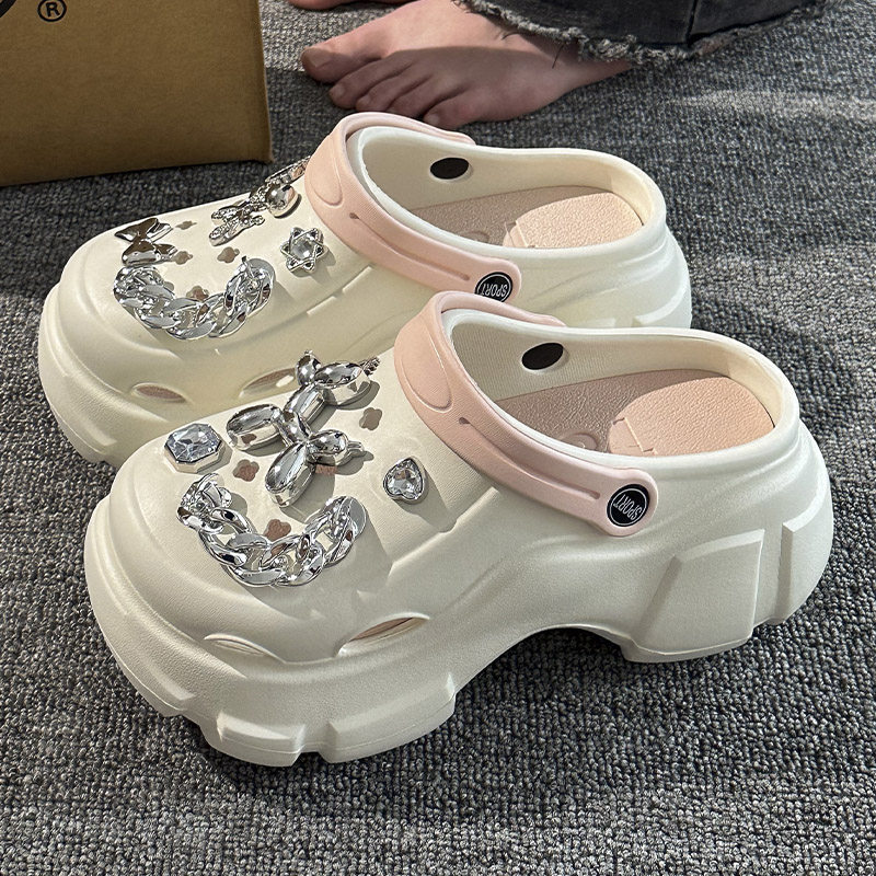 桃印2024新款8.0cm增高洞洞鞋