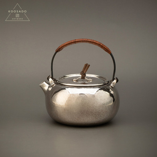 宽山堂999纯银手工制作真锅一块打急须250ml泡茶壶口打出工艺银壶 - 封面