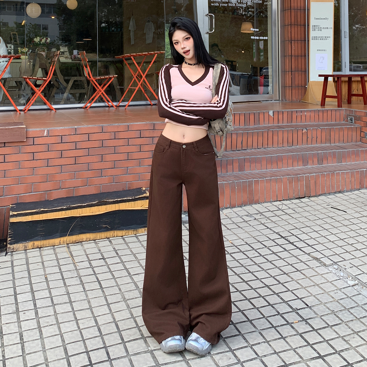 TRYOLO【芬兰暮光】直筒牛仔裤女新款加绒宽松百搭显瘦阔腿拖地裤