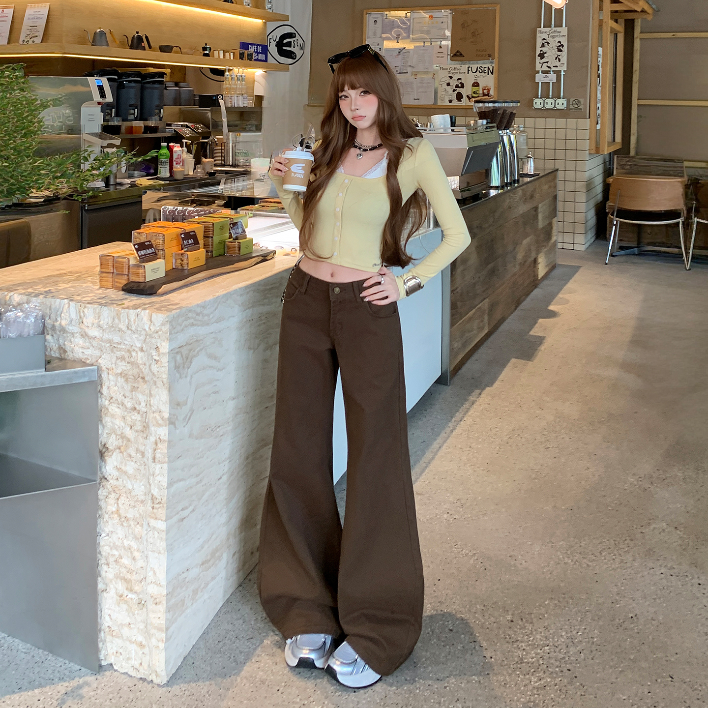 TRYOLO【柏林的秋】微喇牛仔裤女新款复古百搭显瘦不贴腿喇叭裤子