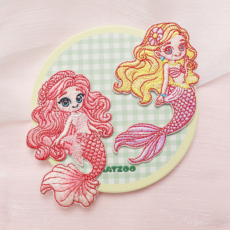 美人鱼刺绣贴布贴自粘型衣服补丁