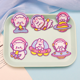 卡通宇航员补丁贴刺绣布贴书包自粘装饰儿童羽绒服衣服破洞裤修补