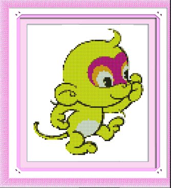 十二生肖申猴diy幼儿园手工制作材料卡通图好新款米字绣精准印花