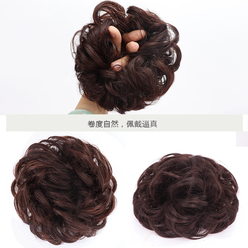 鸿秀优选-假发卷发圈女丸子头盘发器蓬松哑光仿真盘发花苞发髻