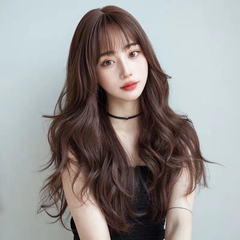 【店铺热销】假发女长发自然全头套卷发网红大波浪发型空气刘海可