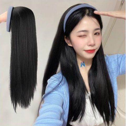 懒人发箍假发女网红黑发卡半头套式可爱自然全头套波浪微卷