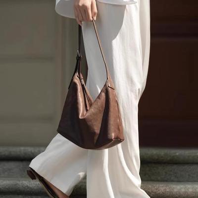 裘家2025新款植鞣软皮腋下经典hobo通勤包包女饺子包单肩斜挎便包