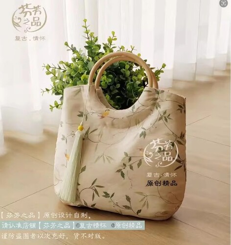 原创国风新中式藤木手腕包文艺温婉小众手提女包小清新旗袍搭配包