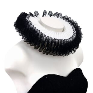 复古拉夫领蕾丝假领黑色歌剧表演配饰夸张造型装饰衣领颈饰假领子