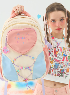 LOLA DESIGN爱心轻便书包初中女生可爱女大学生双肩包ins双肩背包