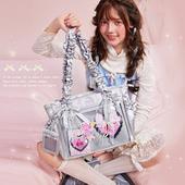 LOLA DESIGN艾米莉丝带单肩痛包 日系少女原创设计休闲缎面托特包