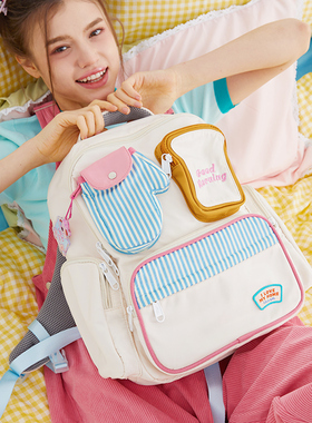 LOLA DESIGN吐司双肩包 少女可爱书包初中女生小众原创双肩背包女