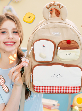 LOLA DESIGN美食家双肩包 可爱电脑包旅行背包女大学生大容量书包