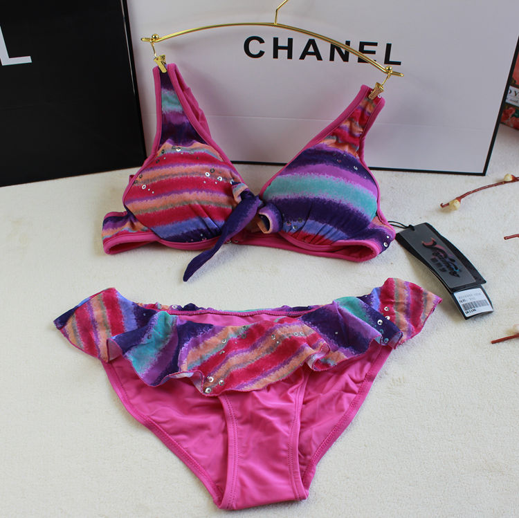 泡温泉颖熙梦比基尼泳衣 女分体彩色性感小胸聚拢 温泉泳衣女包邮