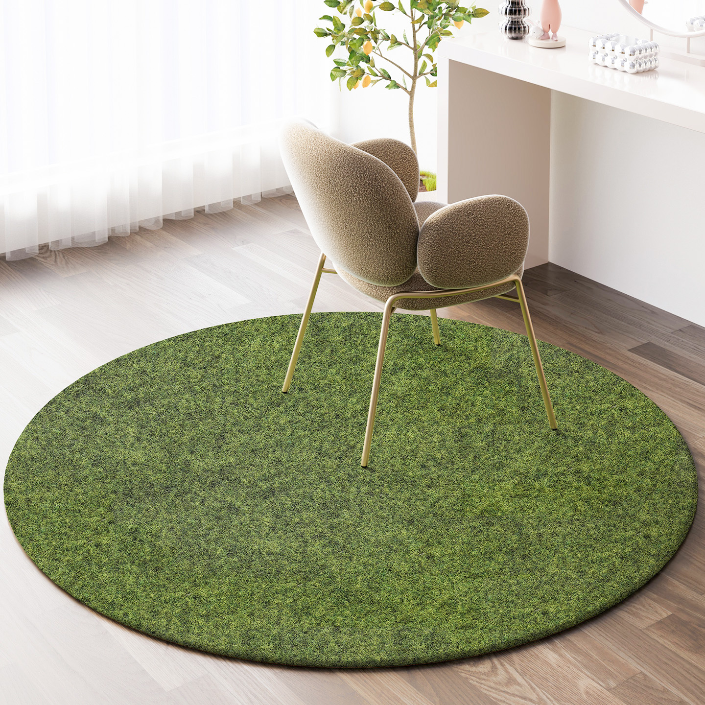 梳妆台椅子地垫圆形地垫卧室沙发椅子地垫家用防滑加厚高级感定制