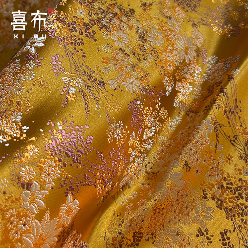 黄色繁星织锦缎旗袍童装礼服