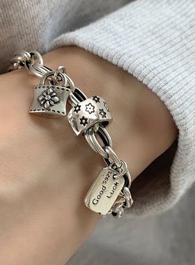 六芒星做旧925纯银手链女秋冬2025新款ins小众设计冷淡风情侣