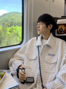 厂货直供小香风外套男秋冬棉服宽松痞帅夹克春秋季设计感上衣服