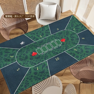 高端绒面德州扑克桌垫德扑专用加厚消音桌布橡胶防滑可定制桌布