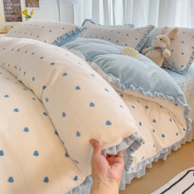 新款珊瑚绒床盖四件套冬天保暖