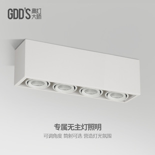 GDDS长条形斗胆灯四头筒灯格栅灯cob4头led多头射灯吸顶客厅餐厅