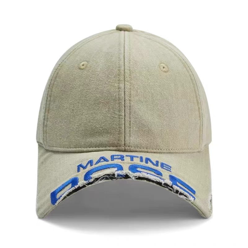 thumbnail for Martine rose niche washed old short brim destroyed baseball cap three-dimensional embroidery dome retro duckbill cap