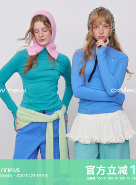 riverstone plus 高领纯色长袖T恤女冬季加厚修身刺绣打底衫上衣