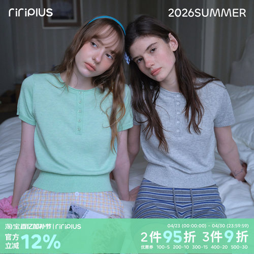 riverstone plus 韩系polo针织修身短袖T恤女修身休闲百搭打底衫