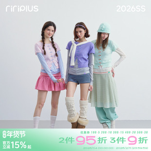 riverstone plus 真两件薄款针织开衫长袖女修身显瘦纯色正肩上衣