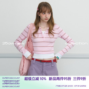 修身 riverstone 秋季 plus 正肩V领显瘦T恤女 假两件条纹百搭长袖