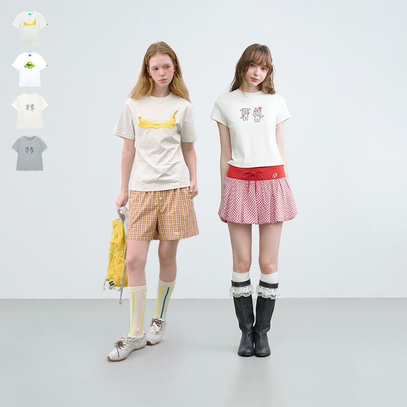 【所有女生的衣橱】riverstone plus 溶解水果短袖+生气小猫短袖
