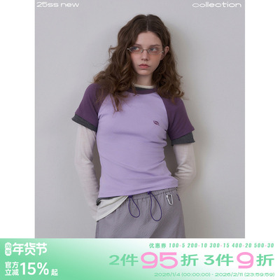 多色圆领休闲短袖撞色短袖T恤