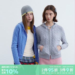 riverstone plus 连帽刺绣麻花纹修身显瘦毛衣女针织拉链开衫外套