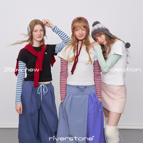 riverstone plus假两件圆领德绒长袖T恤女冬季修身撞色条纹打底衫