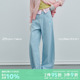 浅色百搭阔腿裤 riverstone 女春季 彩色点点廓形休闲牛仔裤 plus