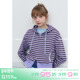 plus 撞色条纹短款 连帽卫衣女春季 riverstone 百搭开衫 拉链外套