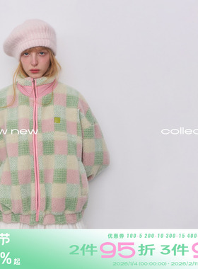 riverstone plus 格纹立领仿羊羔毛夹克女冬季加厚保暖毛绒外套