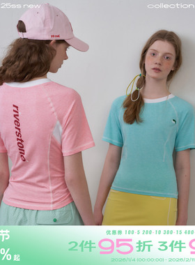 riverstone plus纯色宽松圆领t恤女2025年夏季薄款多巴胺短袖tee