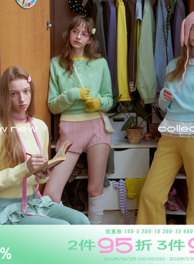 riverstone plus 糖果色圆领纽扣毛衣女慵懒感短款软糯针织衫上衣