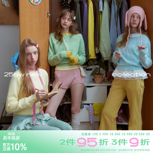 软糯针织衫 糖果色圆领纽扣毛衣女慵懒感短款 上衣 plus riverstone