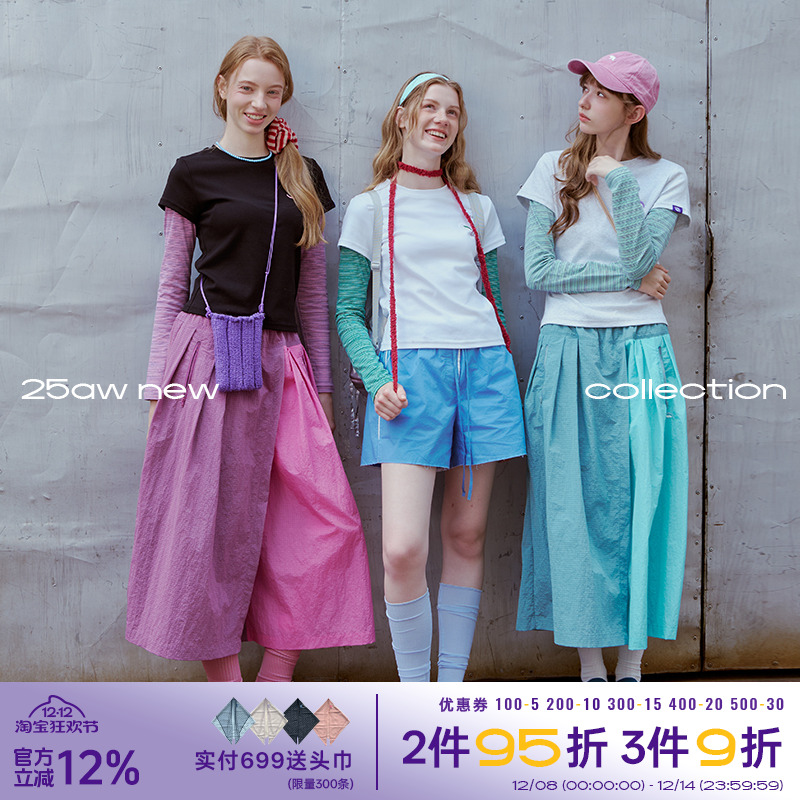 圆领假两件正肩长袖T恤