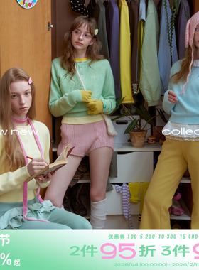 riverstone plus 糖果色圆领纽扣毛衣女慵懒感短款软糯针织衫上衣