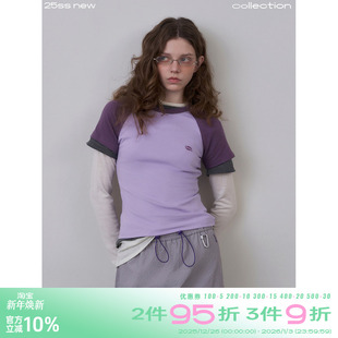 撞色短袖 riverstone 正肩薄款 25年夏季 T恤 plus多色圆领休闲短袖