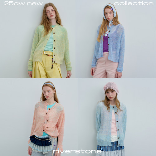 riverstone plus 混色针织开衫毛衣女春季外搭修身透气上衣外套