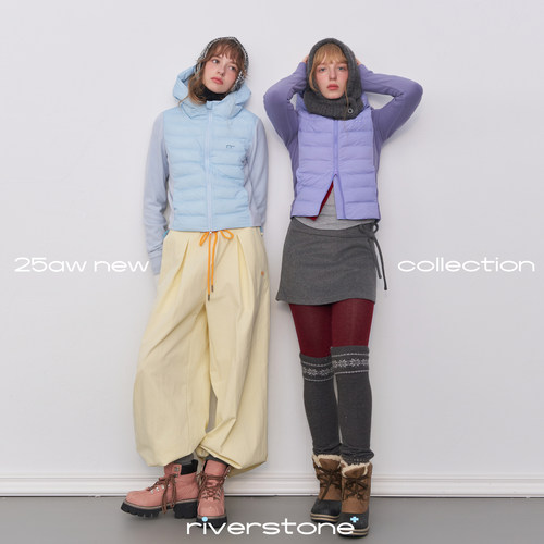 riverstone plus 连帽拼接立领短款棉服女冬季撞色双拉链面包服