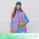 撞色刺绣格纹拉链外套 复古色系摇粒绒马甲女冬季 riverstone plus