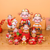 新款 财神爷全家福树脂装 饰文创财神殿寺庙礼品办公室桌面小摆件