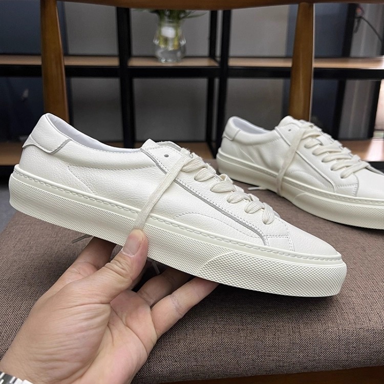 2025秋季真皮小白鞋男简约日系板鞋潮流男士软底透气休闲鞋230323